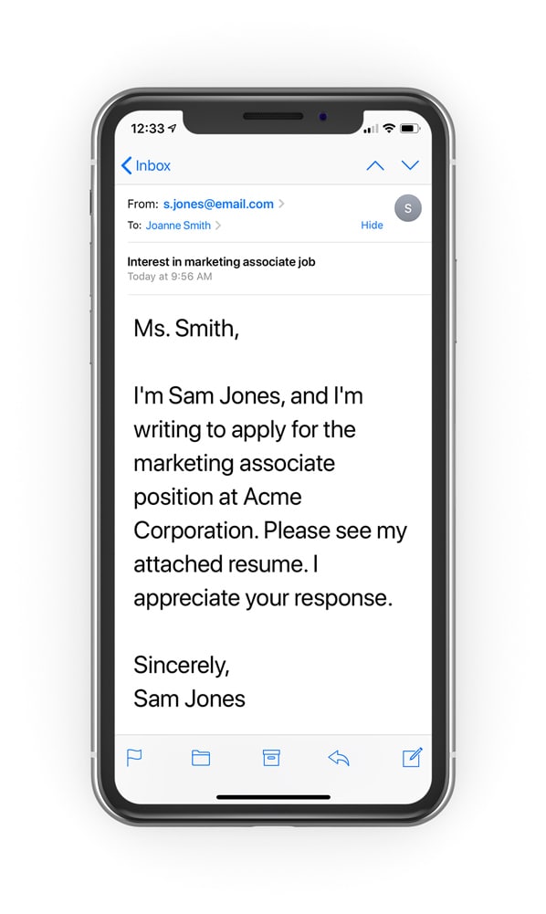 correct email writting technique shown in iphone